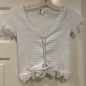 Corset crop tee - white